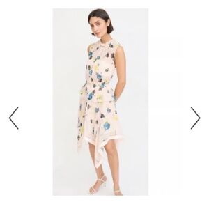 Self-Portrait Cream Floral Asymmetrical Dress
